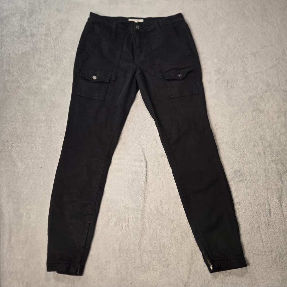 Joie Black Skinny Cargo Pants Ankle Zip Size 31